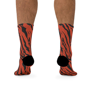 Roar into the Wild with Crank Style's Bengals Tiger Print Carbon 3/4 MTB Socks, designed for style and performance!