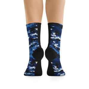 Unisex Blue Camo Carbon 3/4 MTB Socks