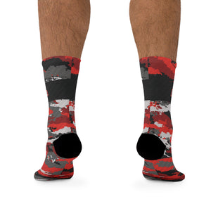 Unisex ESIGrips Red Camo Carbon 3/4 MTB Socks