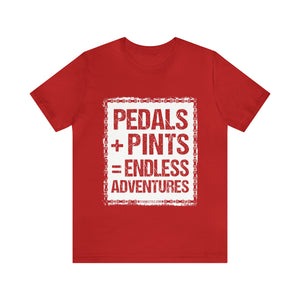 Unisex Pedals + Pints = Endless Adventures Jersey Short Sleeve Tee