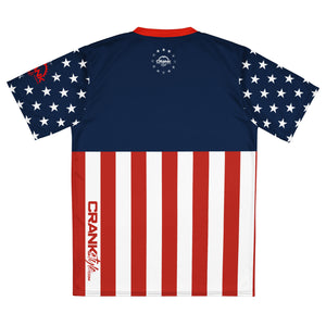 Unisex American Flag UPF50+ V-Neck MTB Jersey