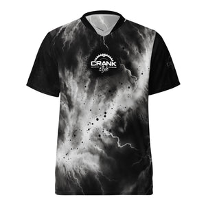 🚵‍♂️ Crank Style Unisex Black & White Tie-die Lightning V-Neck MTB Jersey ⚡️  Ready to conquer the trails in style? Gear up with our Black and white Tie-die Lightning V-Neck MTB Jersey, exclusively at Crank Style! Crafted for the mountain biking enthusiast, this jersey blends rugged performance and bold aesthetics.