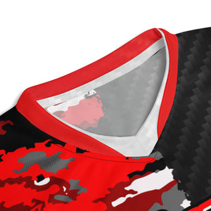 ESI Grips Unisex Red, White, Black Camo Carbon V-Neck MTB Jersey
