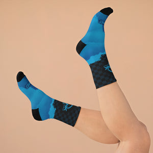 Unisex Blue Mountain Checker 3/4 MTB Socks