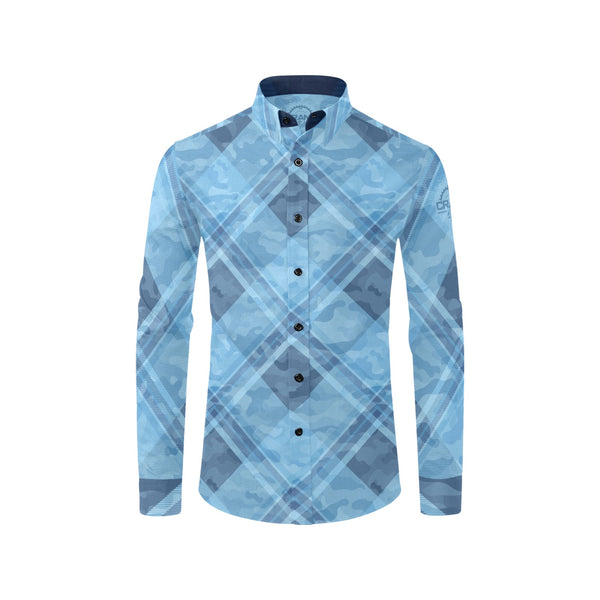 Introducing Crank Style's Men's Dusty Blue Camo Long Sleeve Button-Up MTB Shirt—a stylish and functional choice for your mountain biking adventures.<br><br>Constructed from 100% polyester, this shirt offers unbeatable comfort, breathability, and a soft feel. Its classic button-up design and long sleeves add a touch of sophistication to your MTB ensemble. With its durable construction and resistance to shrinking, it seamlessly blends fashion with practicality, setting the trend on the trails.<br>