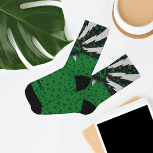 Unisex Green, White, & Black Lightning Arizona Flag Flower 3/4 MTB Socks
