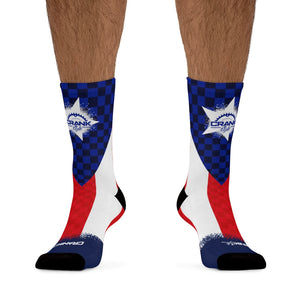 Puerto Rico Flag Checker 3/4 MTB Socks