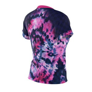 Women's Pink & Blue Tie Dye Check MTB Jersey