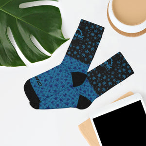 Unisex Blue, White, & Black Hemp Flower 3/4 MTB Socks