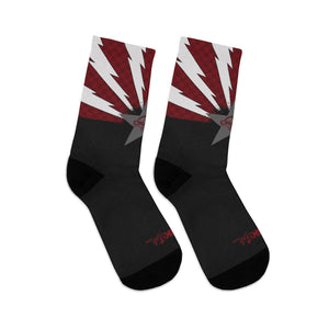 Unisex Maroon, Grey, & Black Lightning Arizona Flag Checker 3/4 MTB Socks
