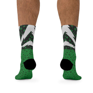 Unisex Green, White, & Black Lightning Arizona Flag Flower 3/4 MTB Socks