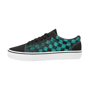 Teal Check II Lace-Up Suede/Canvas