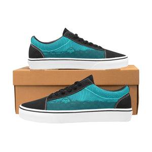 Teal Topo Check Lace-Up Suede/Canvas
