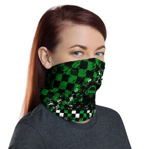 Green Black and White Checker Face Mask / Neck Gaiter