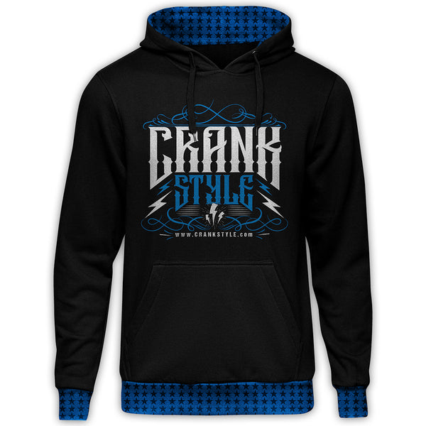 Crank Style's Vintage Black, Blue and White Hoodie