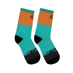 Sonoran Cycles AZ Teal & Orange Checker 3/4 MTB Socks