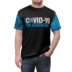 "Fuck COVID-19 I'm Essential" represents all business owners trying to survive in this tough time. We are all essential and need the support of the communities to survive and and come out on top when this all ends. Blue washed out sleeves, black torso with the Fuck CORVID-19 logo on the front! Crank Style logo on back