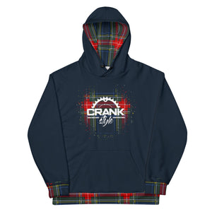Crank Style's Navy Blue Scottish Plaid patter Mountain bike and casual wear hoodie. This is a classic design, inspired by my mom. Super soft fleece making this hoodie very cozy and warm. Great for shredding the trails or just relaxing at home. 