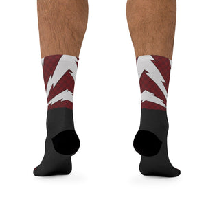 Unisex Maroon, Grey, & Black Lightning Arizona Flag Checker 3/4 MTB Socks