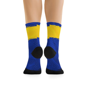 Blue & Gold & Black Topo 3/4 MTB Socks