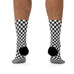 Classic Black & White Checker 3/4 MTB Socks