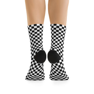 Classic Black & White Checker 3/4 MTB Socks