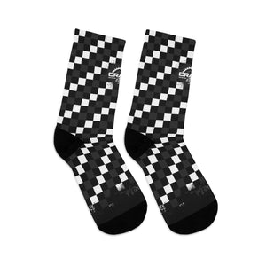 Grey, Black & White Checker 3/4 MTB Socks