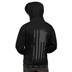 Crank Style's Grungy Brass Kuuckle Hoodie. Super soft brushed fleece with even softer fleece on the inside to keep you warm after shredding the trails on your mountain bike. We added the American Flag to the back as a huge salute to our country and all the badass men and women out there protecting us. 