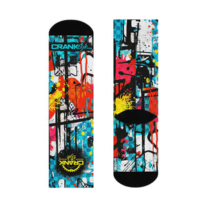 Unisex Grungy Graffiti Tall MTB Crew Socks