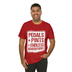 Unisex Pedals + Pints = Endless Adventures Jersey Short Sleeve Tee