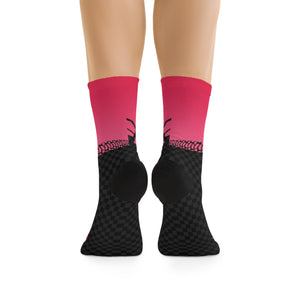 Unisex Hot pink Tire Check 3/4 MTB Socks