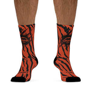 Roar into the Wild with Crank Style's Bengals Tiger Print Carbon 3/4 MTB Socks, designed for style and performance!