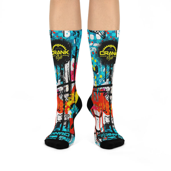 Unisex Grungy Graffiti Tall MTB Crew Socks