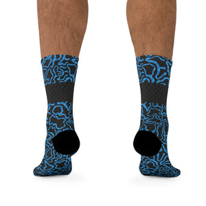 Unisex Blue Dope Check 3/4 MTB Socks