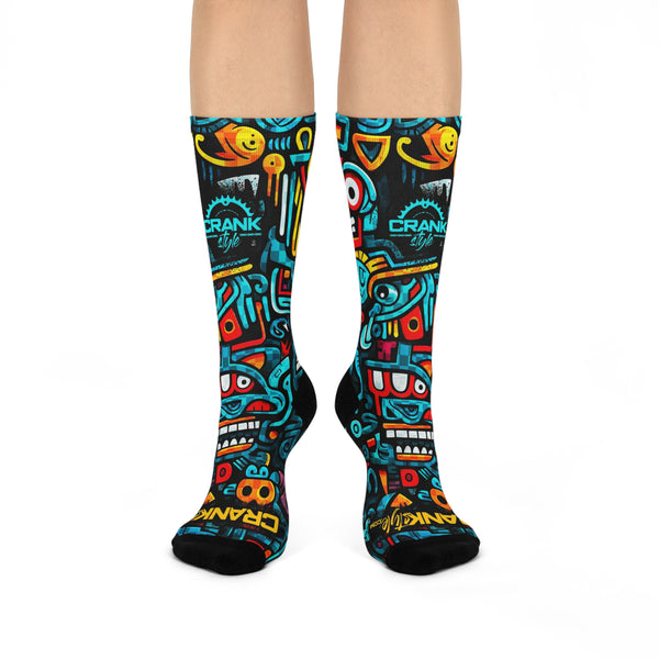 Unisex Urban Graffiti Tall MTB Crew Socks