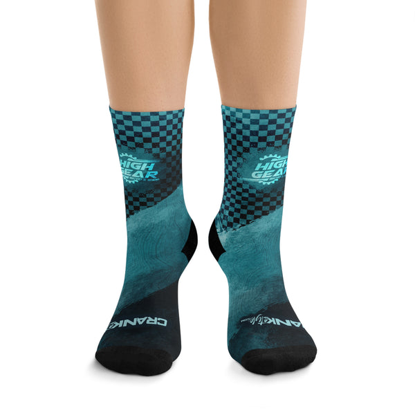 Unisex Pedal Prescott High Gear Teal Check 3/4 MTB Socks