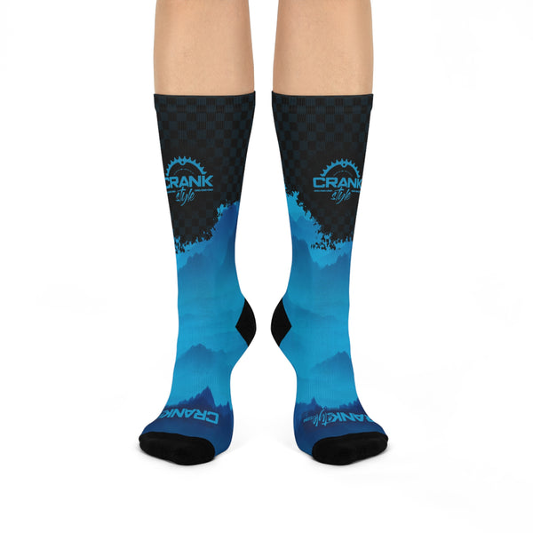 Unisex Blue Mountain Check Tall MTB Socks