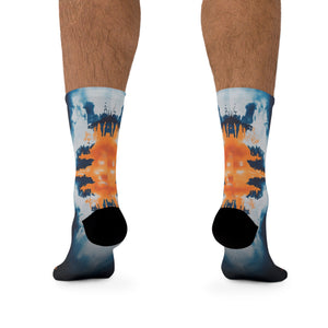 Unisex Orange & Blue Tie-Dye 3/4 MTB Socks
