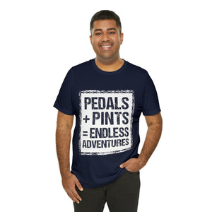 Unisex Pedals + Pints = Endless Adventures Jersey Short Sleeve Tee