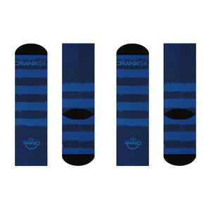 Unisex Blue Stripe Tall MTB Crew Socks