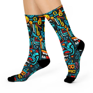 Unisex Urban Graffiti Tall MTB Crew Socks