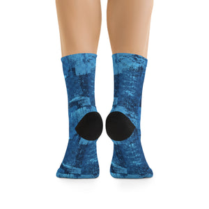 Unisex Dirty Blue Check 3/4 MTB Socks