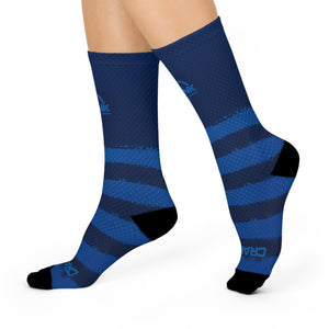 Unisex Blue Stripe Tall MTB Crew Socks