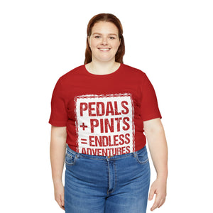 Unisex Pedals + Pints = Endless Adventures Jersey Short Sleeve Tee