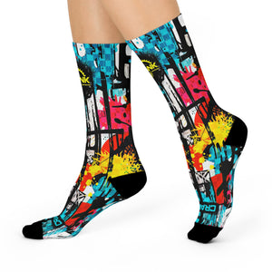 Unisex Grungy Graffiti Tall MTB Crew Socks