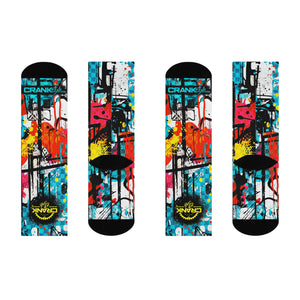 Unisex Grungy Graffiti Tall MTB Crew Socks