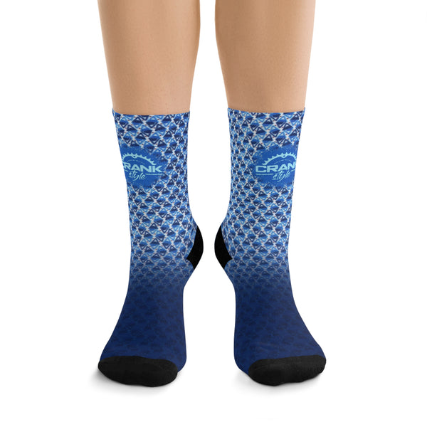 Unisex Blue Tri-Pattern 3/4 MTB Socks