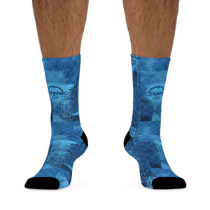 Unisex Dirty Blue Check 3/4 MTB Socks