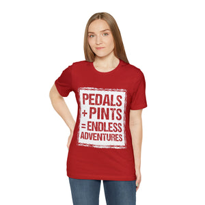 Unisex Pedals + Pints = Endless Adventures Jersey Short Sleeve Tee