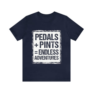 Unisex Pedals + Pints = Endless Adventures Jersey Short Sleeve Tee